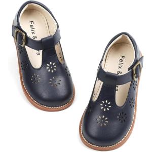 Felix & Flora Toddler Little Girl Mary Jane Dress Shoes – Ballet Flats for Girl Party School Shoes(B392-navy Blue)