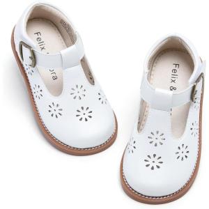Felix & Flora Toddler Little Girl Mary Jane Dress Shoes – Ballet Flats for Girl Party School Shoes(B392-white)