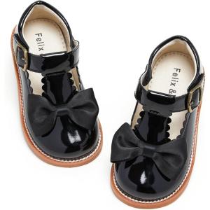Felix & Flora Toddler Little Girl Mary Jane Dress Shoes – Ballet Flats for Girl Party School Shoes(B399-black)