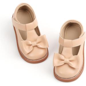 Felix & Flora Toddler Little Girl Mary Jane Dress Shoes – Ballet Flats for Girl Party School Shoes(B400-nude)
