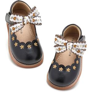 Felix & Flora Toddler Little Girl Mary Jane Dress Shoes – Ballet Flats for Girl Party School Shoes(B402-black)