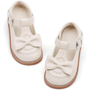 Felix & Flora Toddler Little Girl Princess Dress Shoes-Mary Jane Flats for Girl Party School Shoes(B404-beige)
