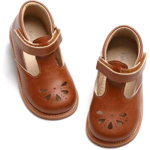 Felix & Flora Toddler Little Girl Princess Dress Shoes-Mary Jane Flats for Girl Party School Shoes(B831-brown)