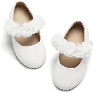 Felix & Flora Toddler Little Girls Dress Shoes – Flower Girls Mary Jane Flats Ballet Shoes Party Wedding(819-white)