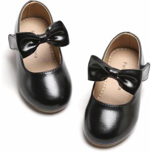 Felix & Flora Toddler Little Girls Dress Shoes – Flower Girls Mary Jane Flats Ballet Shoes Party Wedding(B810-fl Black)
