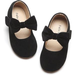 Felix & Flora Toddler Little Girls Dress Shoes – Flower Girls Mary Jane Flats Ballet Shoes Party Wedding(B822-black)