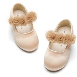 Felix & Flora Toddler Little Girls Dress Shoes – Flower Girls Mary Jane Flats Ballet Shoes Party Wedding(B894-dark Nude)
