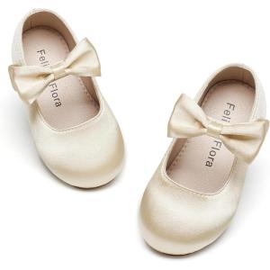 Felix & Flora Toddler Little Girls Dress Shoes – Flower Girls Mary Jane Flats Ballet Shoes Party Wedding(B900-gold)