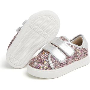 Felix & Flora Toddler/Little Kid Girls Running Shoes Sports Sneakers Princess Casual Glitter Shoes.(Bs808-multicolor)