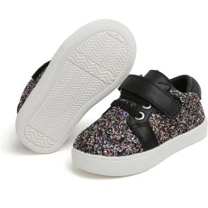 Felix & Flora Toddler/Little Kid Girls Running Shoes Sports Sneakers Princess Casual Glitter Shoes.(Bs815-giltter Black)