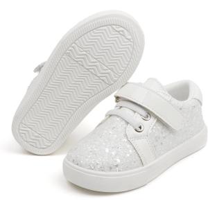 Felix & Flora Toddler/Little Kid Girls Running Shoes Sports Sneakers Princess Casual Glitter Shoes.(Bs815-glitter White)