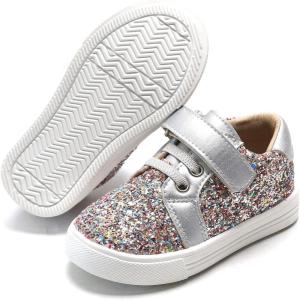 Felix & Flora Toddler/Little Kid Girls Running Shoes Sports Sneakers Princess Casual Glitter Shoes.(Bs815-multicolor)