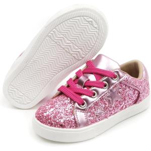 Felix & Flora Toddler/Little Kid Girls Running Shoes Sports Sneakers Princess Casual Glitter Shoes.(Bs819-glitter Pink)