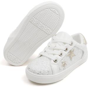 Felix & Flora Toddler/Little Kid Girls Running Shoes Sports Sneakers Princess Casual Glitter Shoes.(Bs819-glitter White)