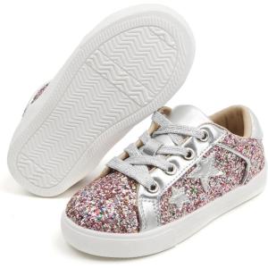 Felix & Flora Toddler/Little Kid Girls Running Shoes Sports Sneakers Princess Casual Glitter Shoes.(Bs819-multicolor)