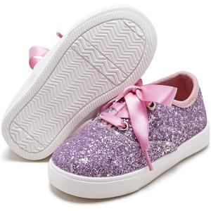 Felix & Flora Toddler/Little Kid Girls Running Shoes Sports Sneakers Princess Casual Glitter Shoes.(Bs821-glitter Purple)