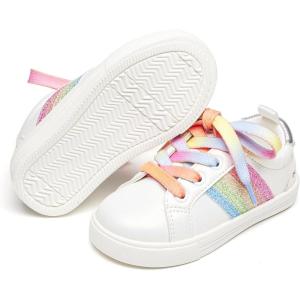 Felix & Flora Toddler/Little Kid Girls Running Shoes Sports Sneakers Princess Casual Glitter Shoes.(Bs824-white)