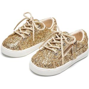 Felix & Flora Toddler/Little Kid Girls Running Shoes Sports Sneakers Princess Casual Glitter Shoes.(Bs827-glitter Gold)