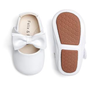 Soft Sole Baby Dress Shoes – Infant Baby Walking Shoes Moccasinss Rubber Sole Crib Shoes(B15-white)