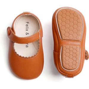 Soft Sole Baby Dress Shoes – Infant Baby Walking Shoes Moccasinss Rubber Sole Crib Shoes(B8725-brown)