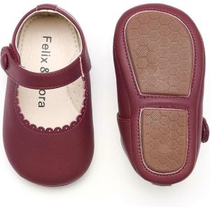 Soft Sole Baby Dress Shoes – Infant Baby Walking Shoes Moccasinss Rubber Sole Crib Shoes(B8725-burgundy)