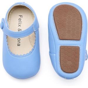 Soft Sole Baby Dress Shoes – Infant Baby Walking Shoes Moccasinss Rubber Sole Crib Shoes(B8725-light Blue)
