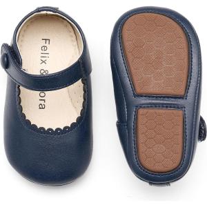 Soft Sole Baby Dress Shoes – Infant Baby Walking Shoes Moccasinss Rubber Sole Crib Shoes(B8725-navy Blue)