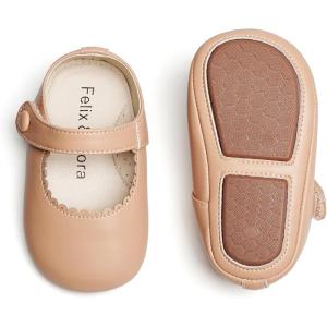 Soft Sole Baby Dress Shoes – Infant Baby Walking Shoes Moccasinss Rubber Sole Crib Shoes(B8725-nude)