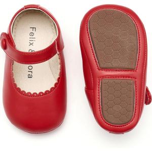 Soft Sole Baby Dress Shoes – Infant Baby Walking Shoes Moccasinss Rubber Sole Crib Shoes(B8725-red)