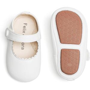 Soft Sole Baby Dress Shoes – Infant Baby Walking Shoes Moccasinss Rubber Sole Crib Shoes(B8725-white)