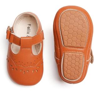 Soft Sole Baby Dress Shoes – Infant Baby Walking Shoes Moccasinss Rubber Sole Crib Shoes(B8726-brown)