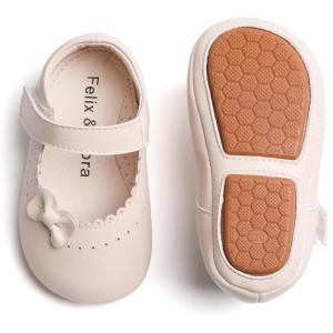 Soft Sole Baby Dress Shoes – Infant Baby Walking Shoes Moccasinss Rubber Sole Crib Shoes(B8727-beige)