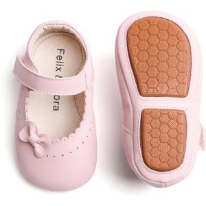 Soft Sole Baby Dress Shoes – Infant Baby Walking Shoes Moccasinss Rubber Sole Crib Shoes(B8727-pink)