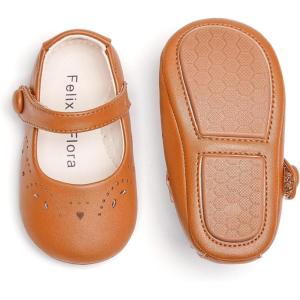 Soft Sole Baby Dress Shoes – Infant Baby Walking Shoes Moccasinss Rubber Sole Crib Shoes(B8728-brown)