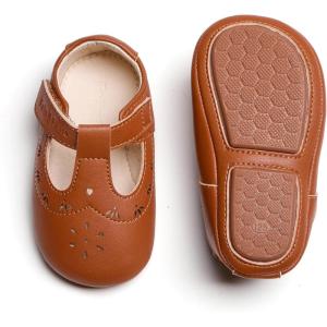 Soft Sole Baby Dress Shoes – Infant Baby Walking Shoes Moccasinss Rubber Sole Crib Shoes(B8730-brown)