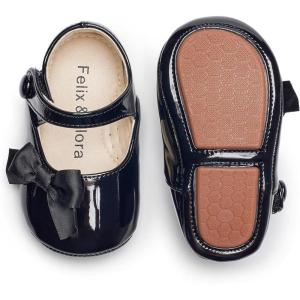 Soft Sole Baby Dress Shoes – Infant Baby Walking Shoes Moccasinss Rubber Sole Crib Shoes(Bn36-black)