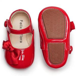 Soft Sole Baby Dress Shoes – Infant Baby Walking Shoes Moccasinss Rubber Sole Crib Shoes(Bn36-red)