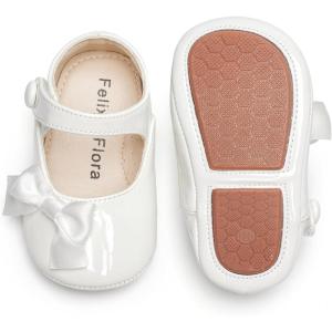 Soft Sole Baby Dress Shoes – Infant Baby Walking Shoes Moccasinss Rubber Sole Crib Shoes(Bn36-white)