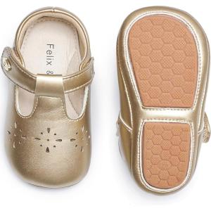 Soft Sole Baby Dress Shoes – Infant Baby Walking Shoes Moccasinss Rubber Sole Crib Shoes(Bn40-gold)