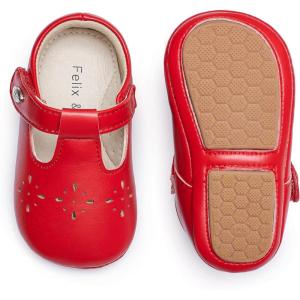 Soft Sole Baby Dress Shoes – Infant Baby Walking Shoes Moccasinss Rubber Sole Crib Shoes(Bn40-red)