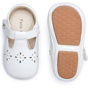 Soft Sole Baby Dress Shoes – Infant Baby Walking Shoes Moccasinss Rubber Sole Crib Shoes(Bn40-white)