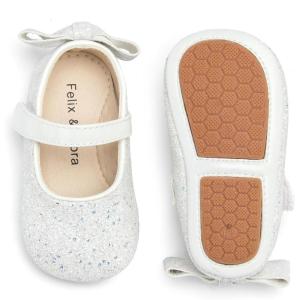 Soft Sole Baby Shoes – Infant Baby Walking Shoes Moccasins Rubber Sole Crib Shoes(B05-gl White)