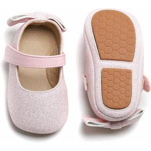 Soft Sole Baby Shoes – Infant Baby Walking Shoes Moccasins Rubber Sole Crib Shoes(B05-glitter Light Pink)