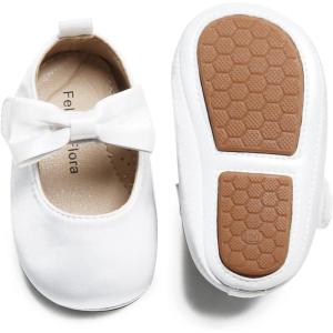 Soft Sole Baby Shoes – Infant Baby Walking Shoes Moccasins Rubber Sole Crib Shoes(B17-white)