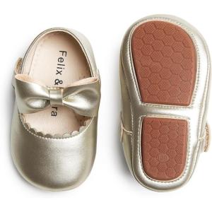 Soft Sole Baby Shoes – Infant Baby Walking Shoes Moccasins Rubber Sole Crib Shoes(B23-gold)