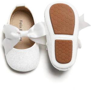 Soft Sole Baby Shoes – Infant Baby Walking Shoes Moccasins Rubber Sole Crib Shoes(B6638-glitter White)
