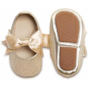 Soft Sole Baby Shoes – Infant Baby Walking Shoes Moccasins Rubber Sole Crib Shoes(B6638-gold)