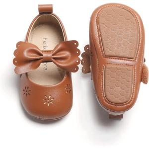 Soft Sole Baby Shoes – Infant Baby Walking Shoes Moccasins Rubber Sole Crib Shoes(B8529-brown)