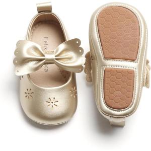 Soft Sole Baby Shoes – Infant Baby Walking Shoes Moccasins Rubber Sole Crib Shoes(B8529-gold)