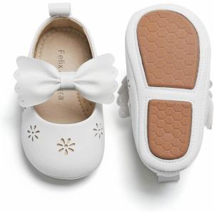 Soft Sole Baby Shoes – Infant Baby Walking Shoes Moccasins Rubber Sole Crib Shoes(B8529-white)
